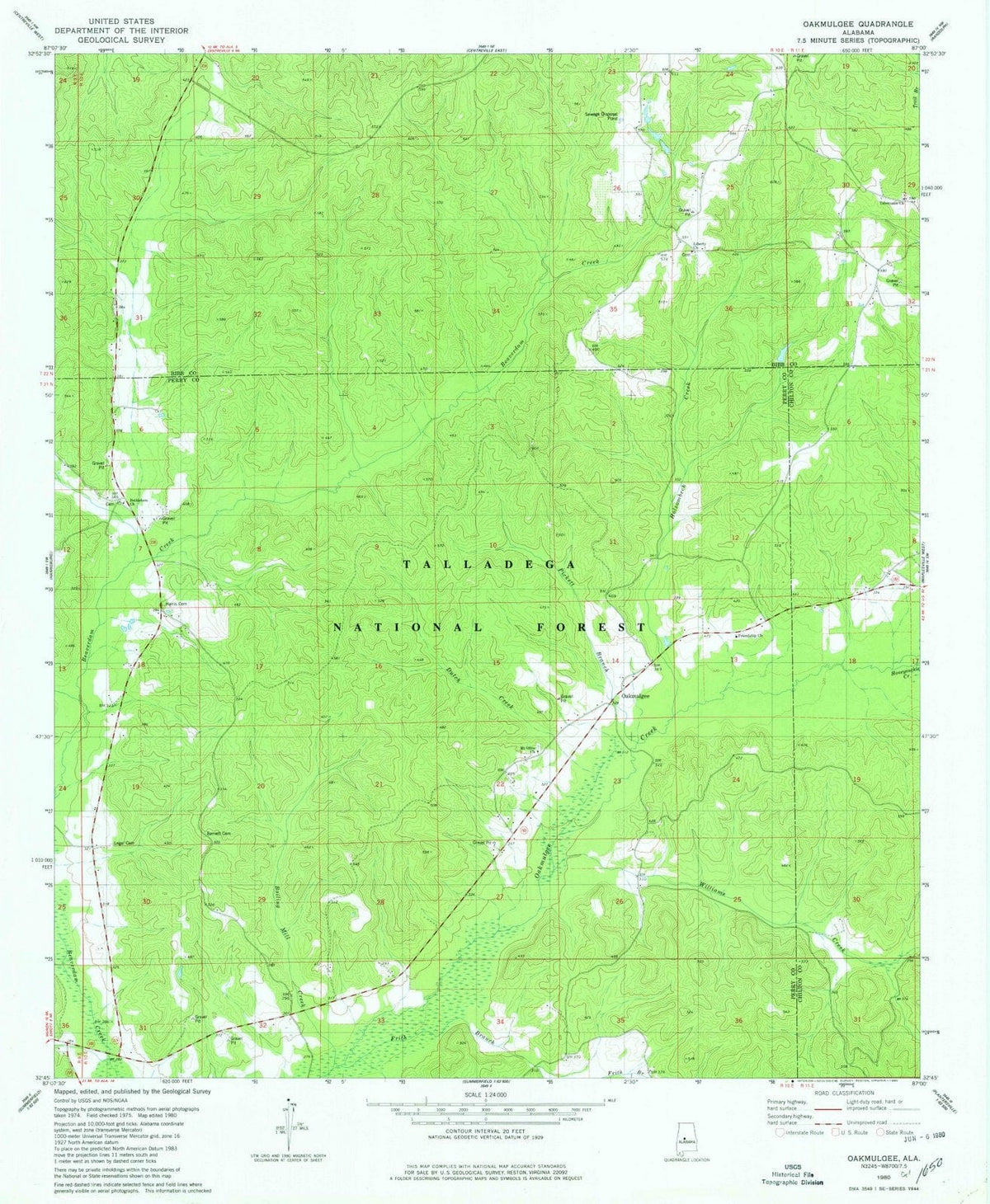 1980 Oakmulgee, AL - Alabama - USGS Topographic Map