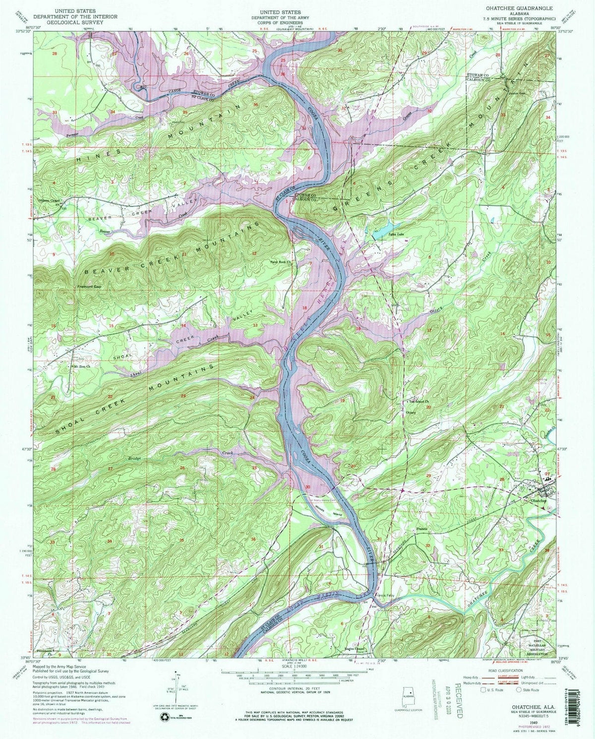 1949 Ohatchee, AL - Alabama - USGS Topographic Map