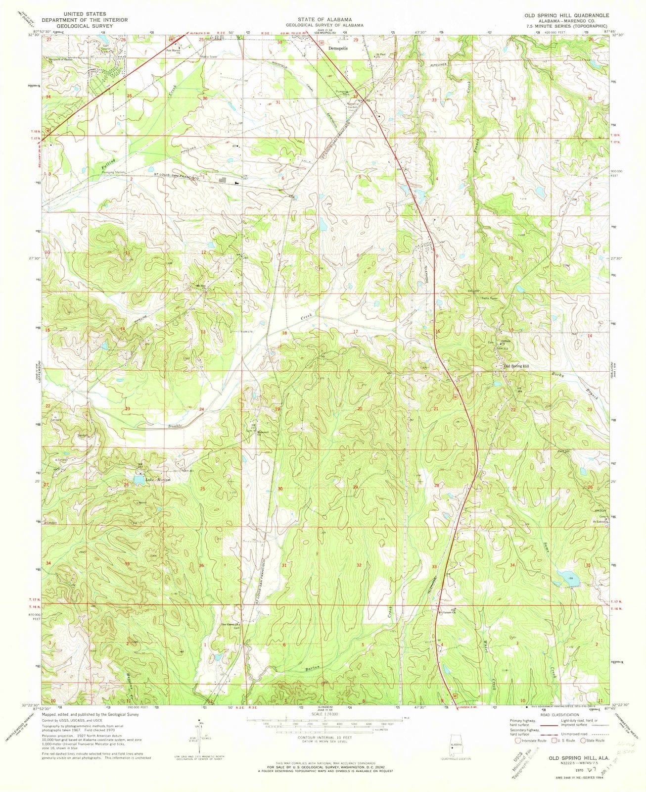 1970 Old Spring Hill, AL - Alabama - USGS Topographic Map