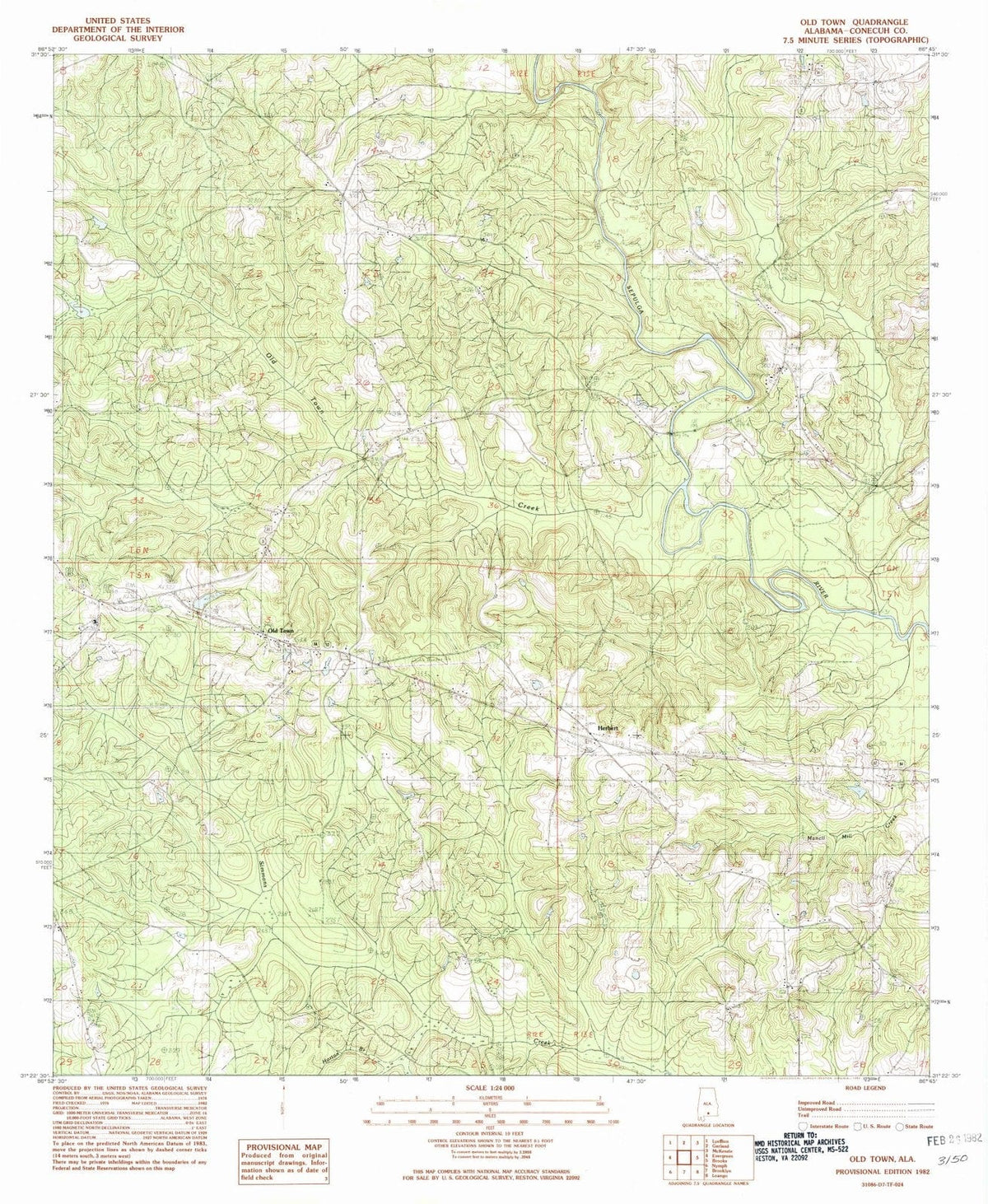 1982 Old Town, AL - Alabama - USGS Topographic Map
