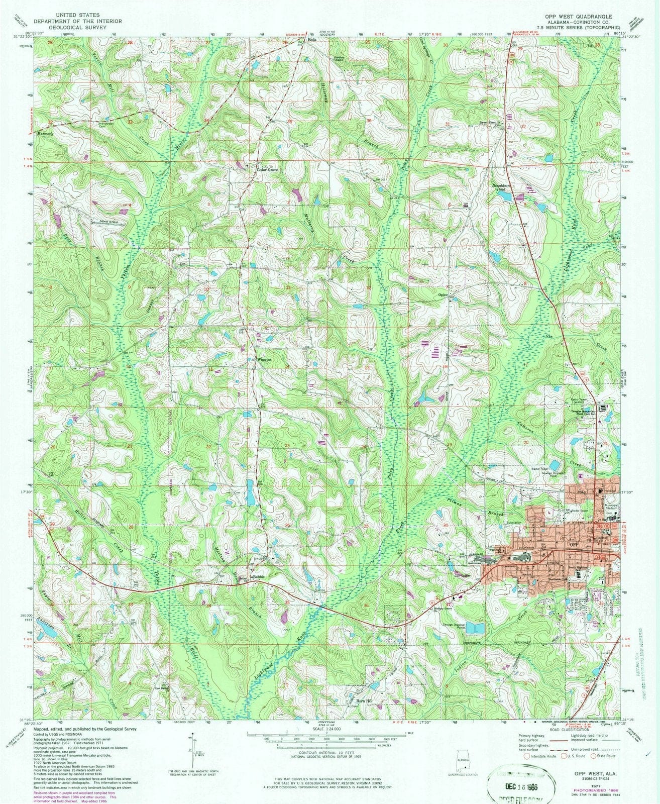 1971 OPP West, AL - Alabama - USGS Topographic Map