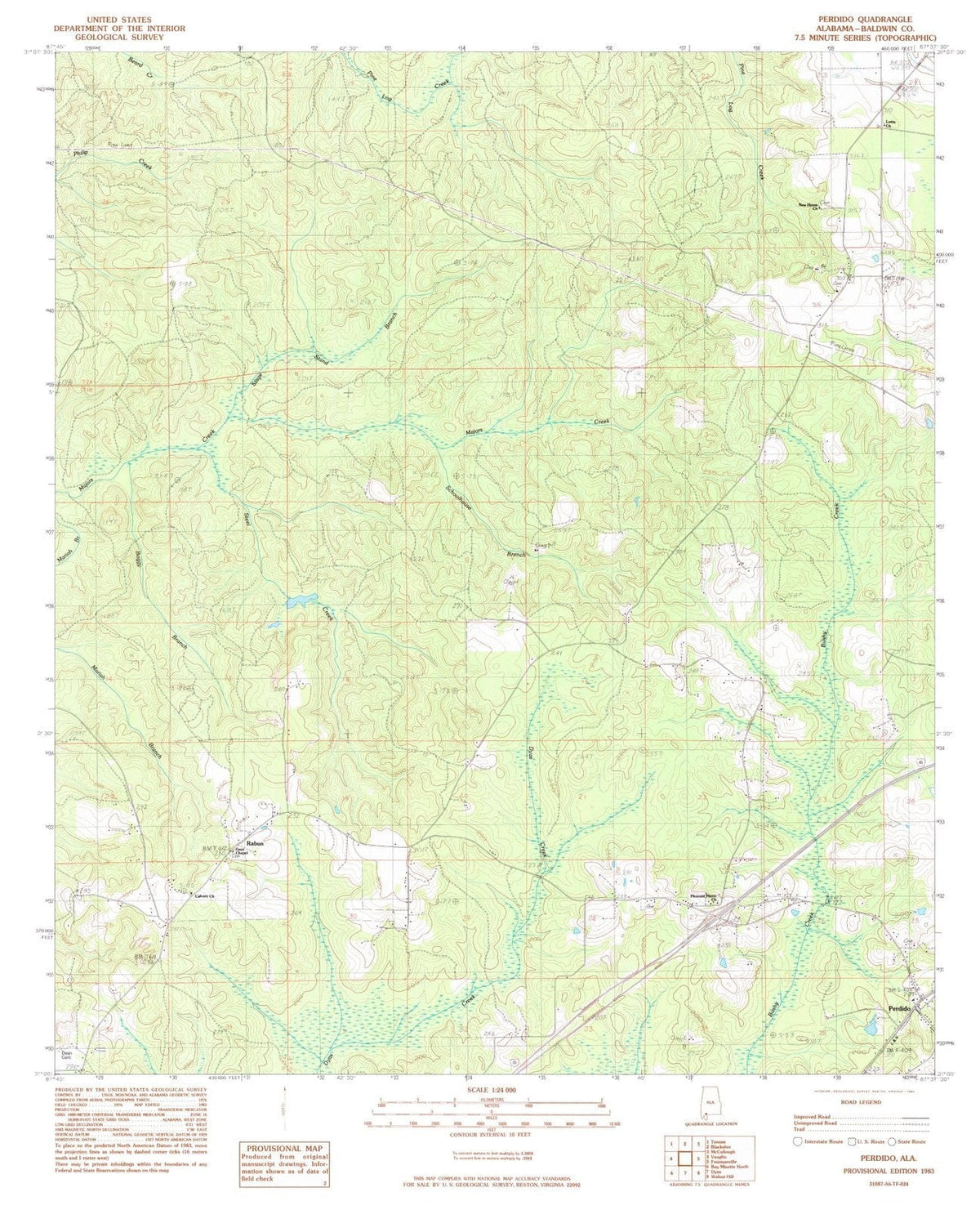 1983 Perdido, AL - Alabama - USGS Topographic Map