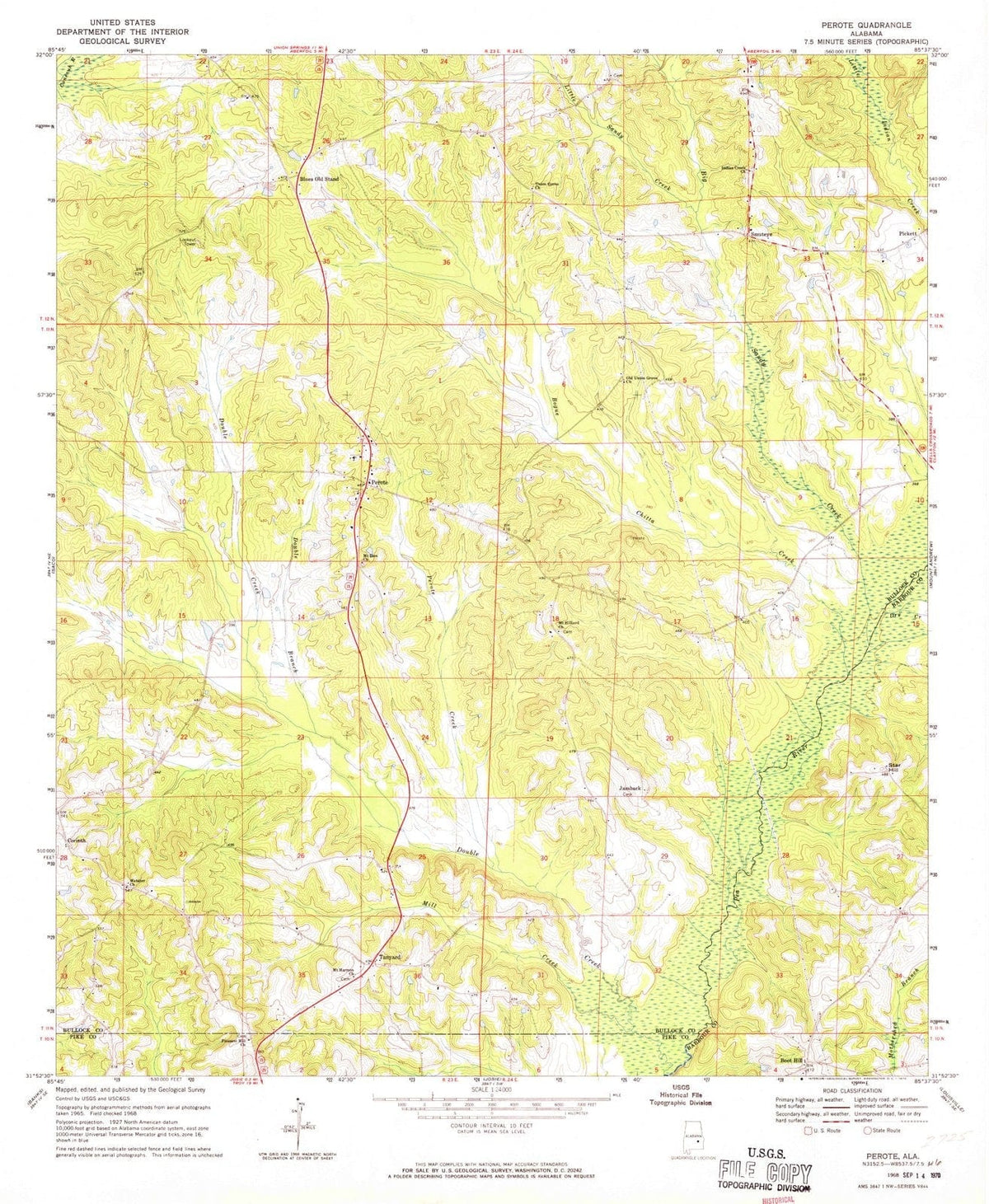 1968 Perote, AL - Alabama - USGS Topographic Map