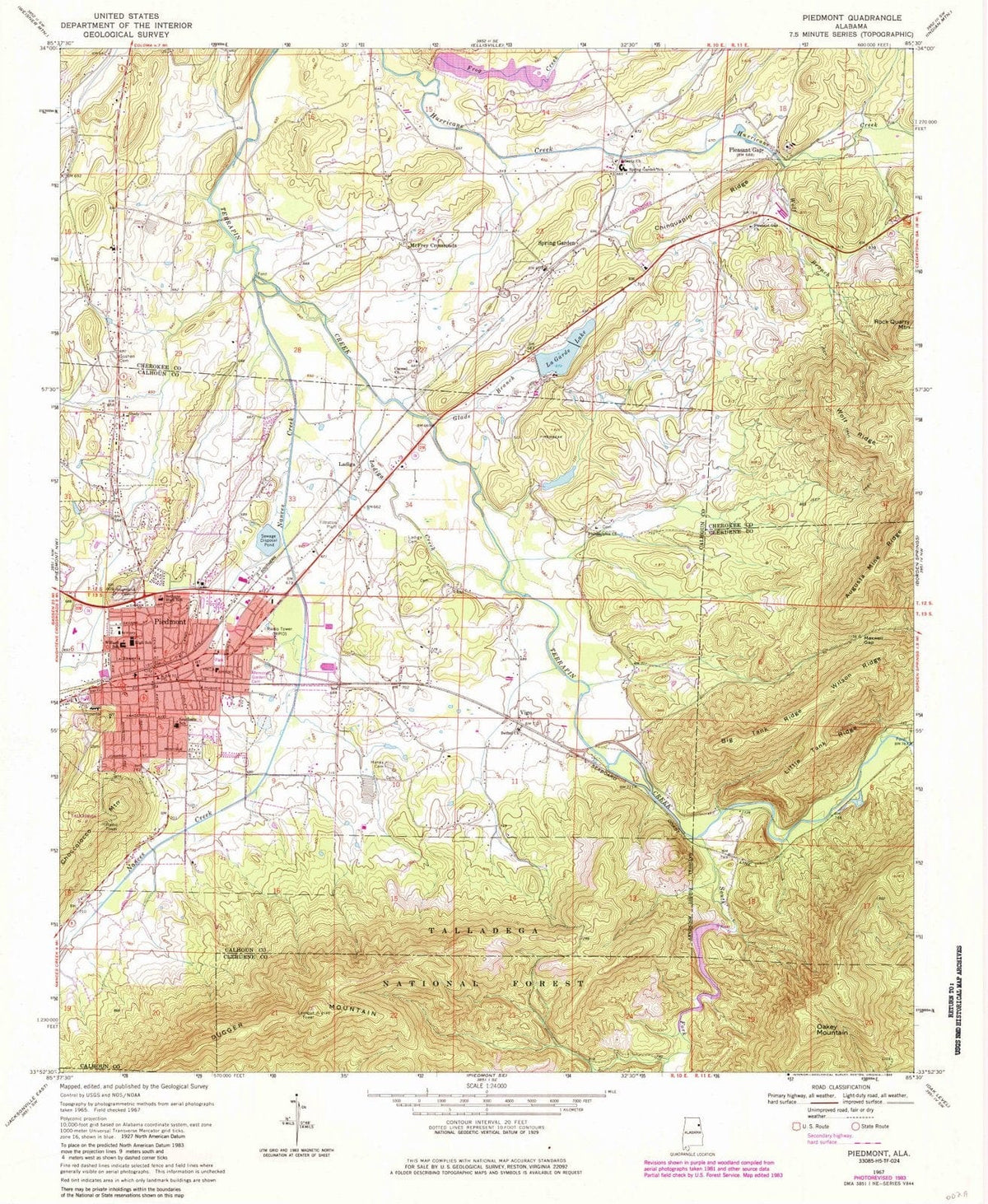 1967 Piedmont, AL - Alabama - USGS Topographic Map v3