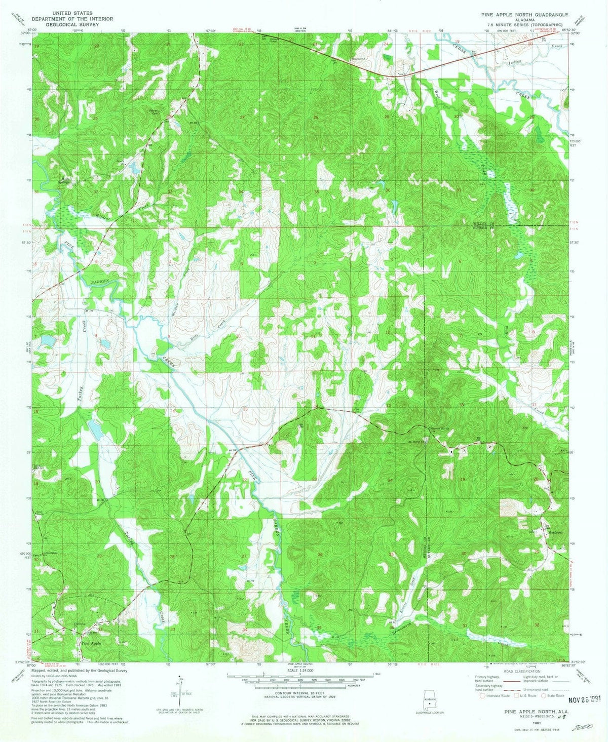 1981 Pine Apple North, AL - Alabama - USGS Topographic Map