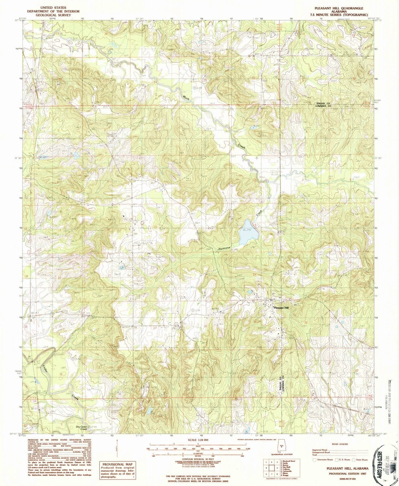 1987 Pleasant Hill, AL - Alabama - USGS Topographic Map
