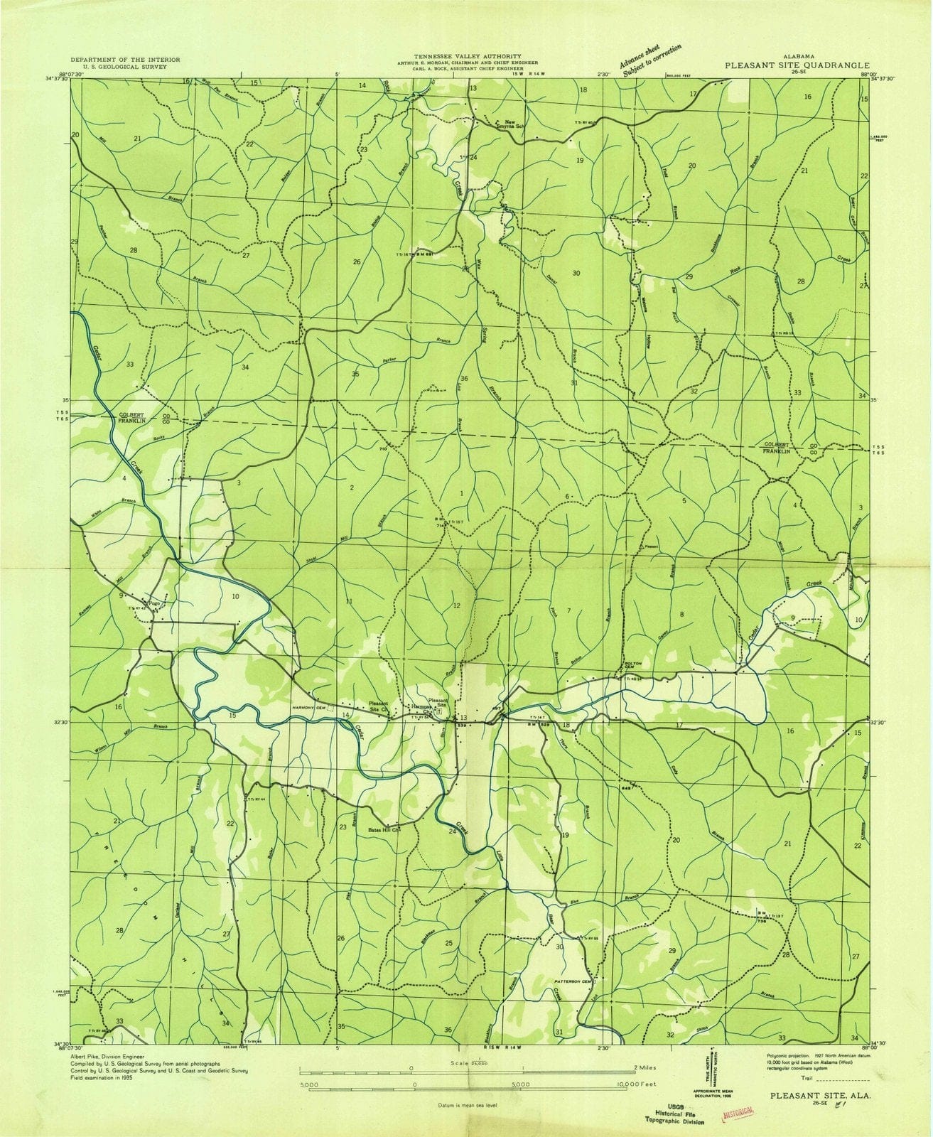 1935 Pleasant Site, AL - Alabama - USGS Topographic Map