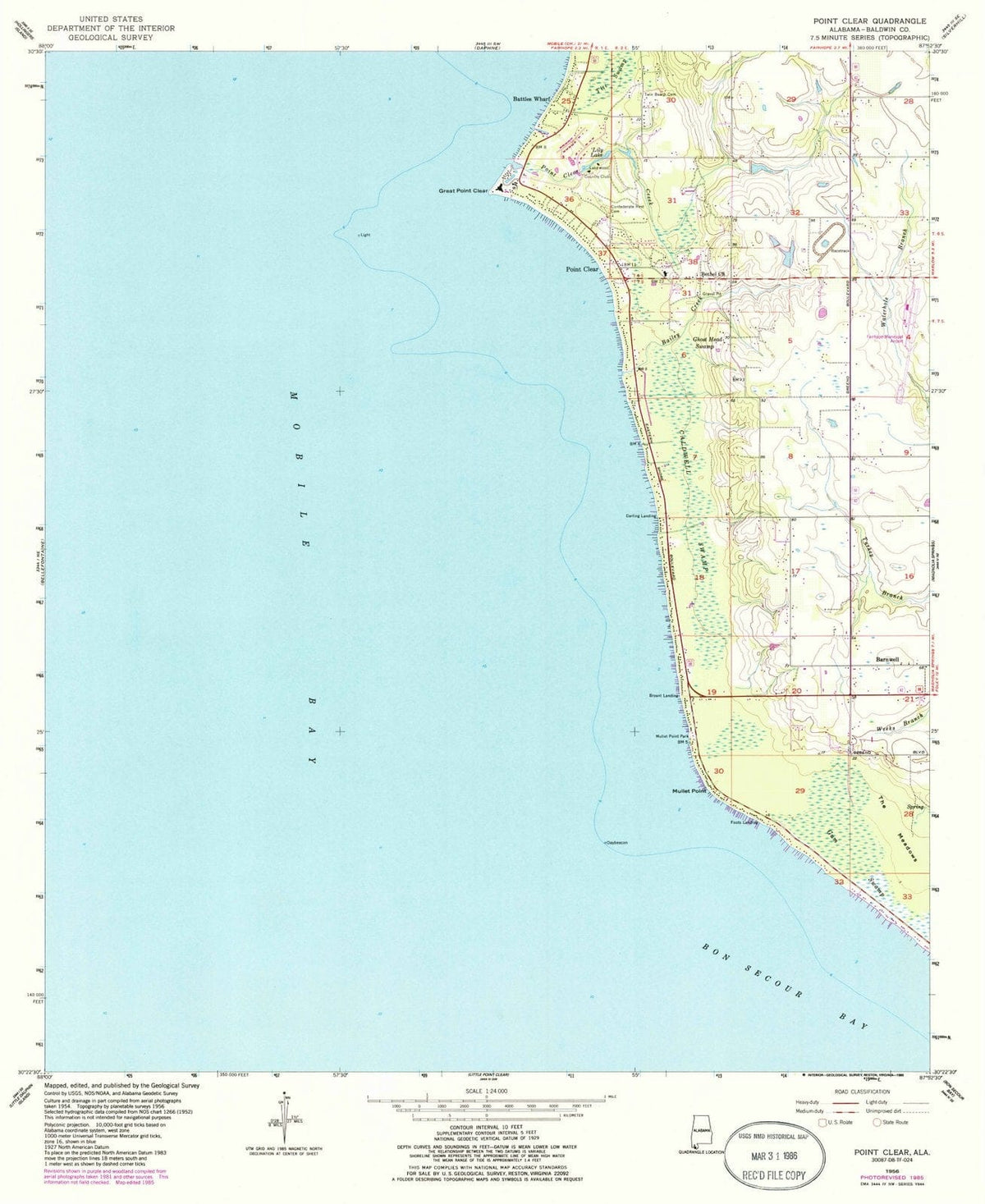 1956 Point Clear, AL - Alabama - USGS Topographic Map