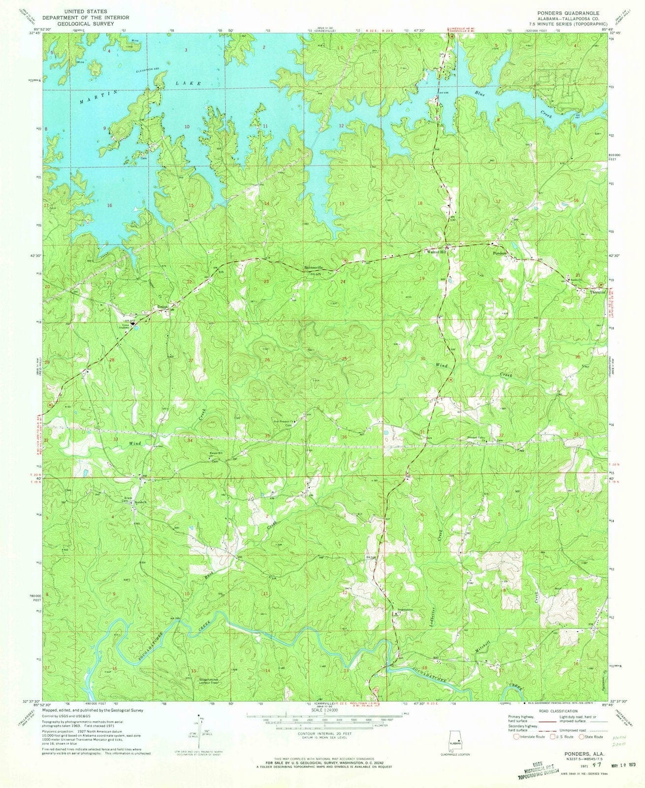 1971 Ponders, AL - Alabama - USGS Topographic Map