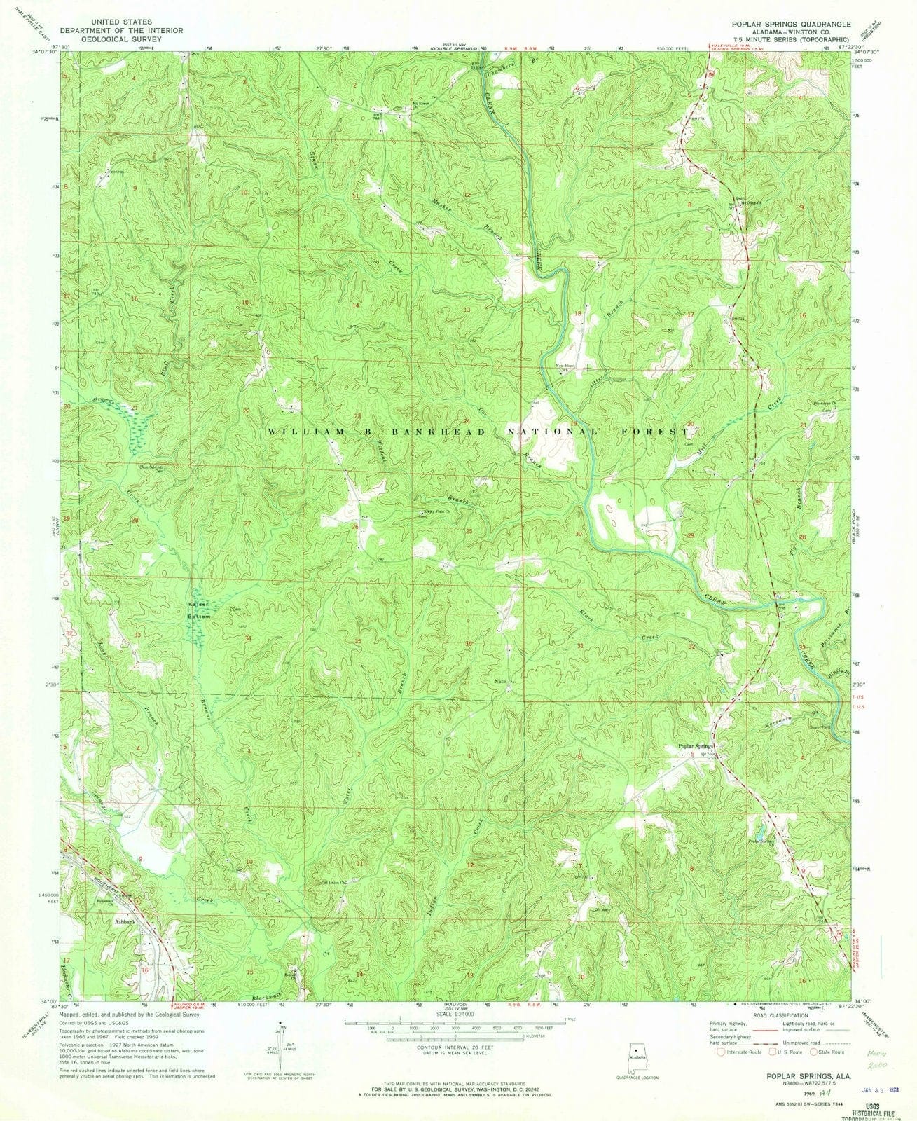 1969 Poplar Springs, AL - Alabama - USGS Topographic Map