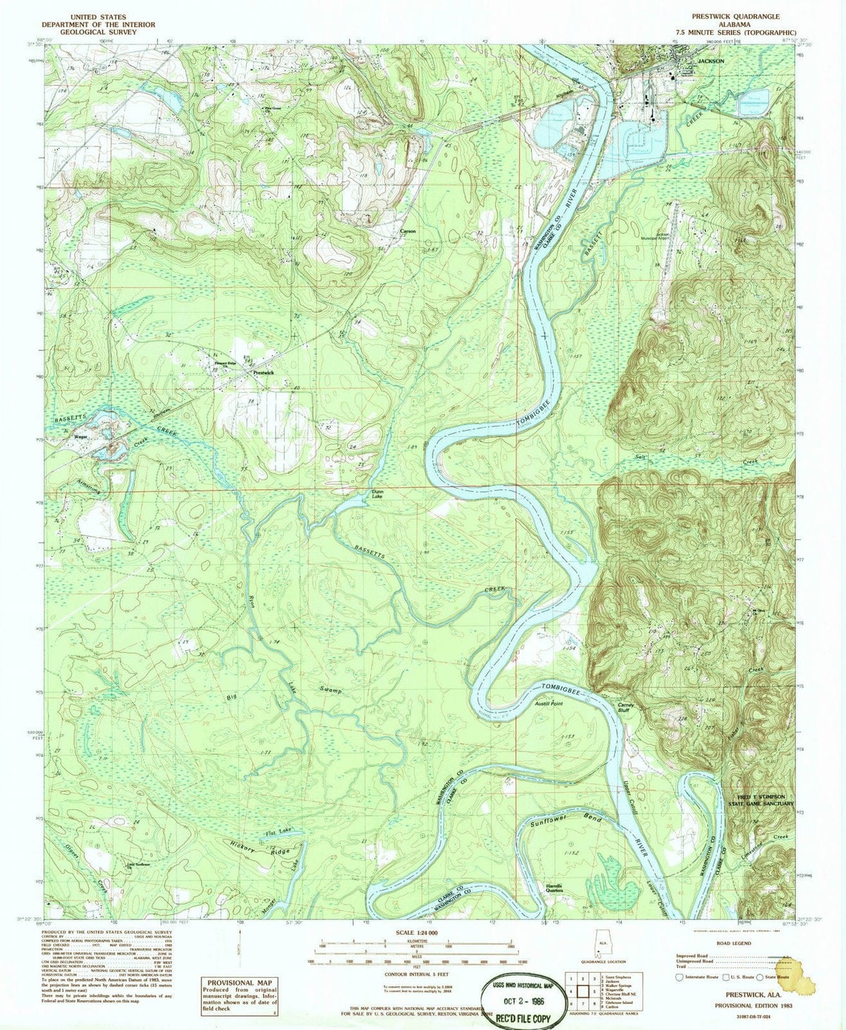 1983 Prestwick, AL - Alabama - USGS Topographic Map