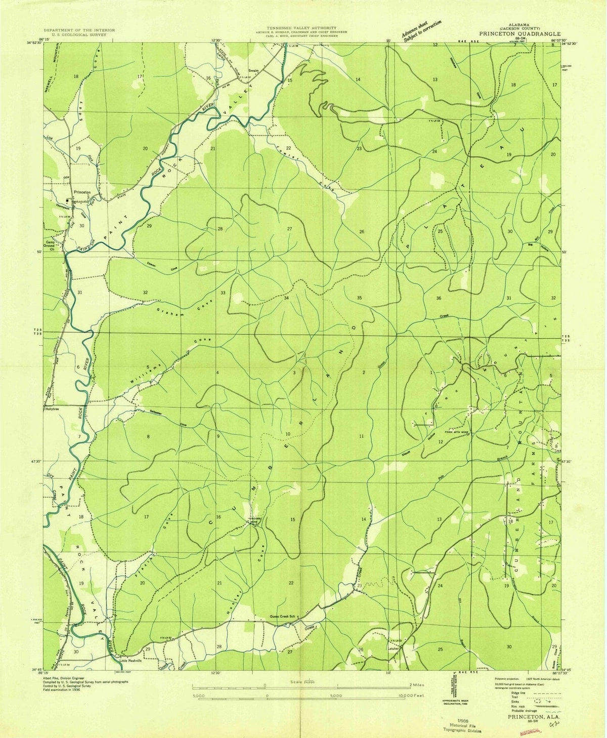 1936 Princeton, AL - Alabama - USGS Topographic Map
