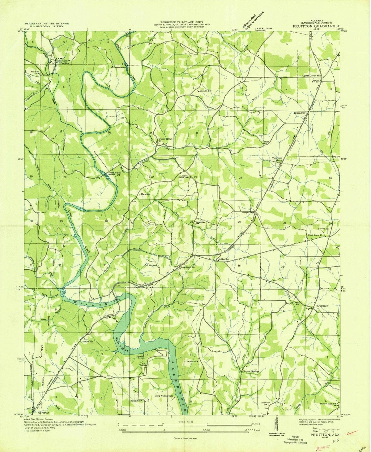 1936 Pruitton, AL - Alabama - USGS Topographic Map