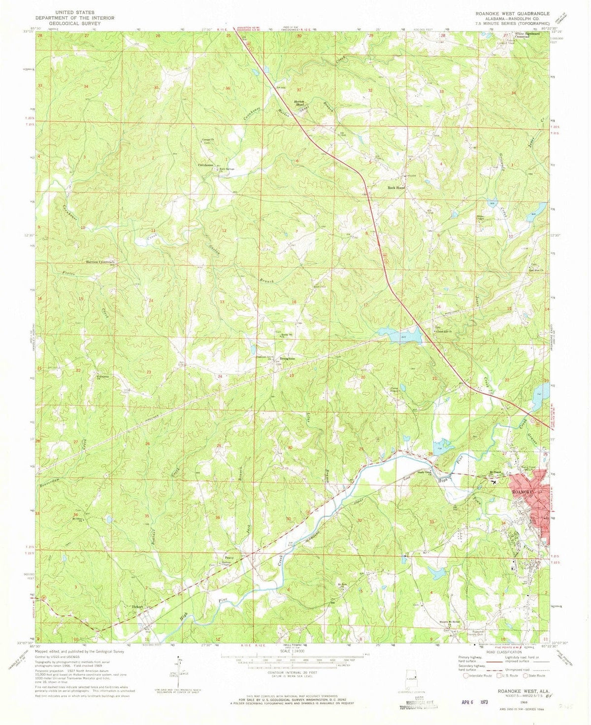 1969 Roanoke West, AL - Alabama - USGS Topographic Map
