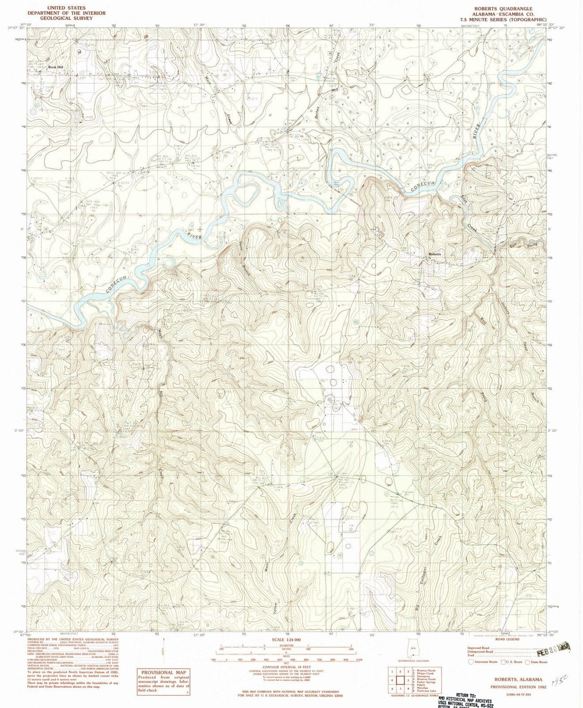 1982 Roberts, AL - Alabama - USGS Topographic Map