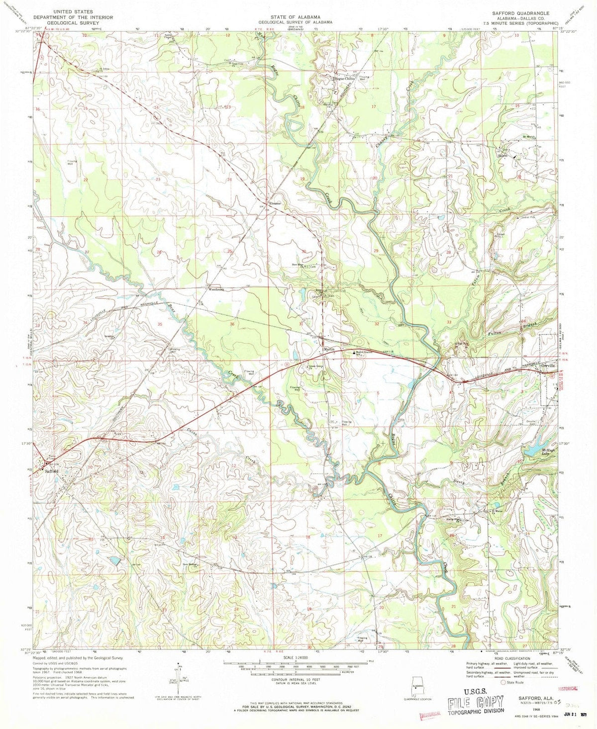 1968 Safford, AL - Alabama - USGS Topographic Map