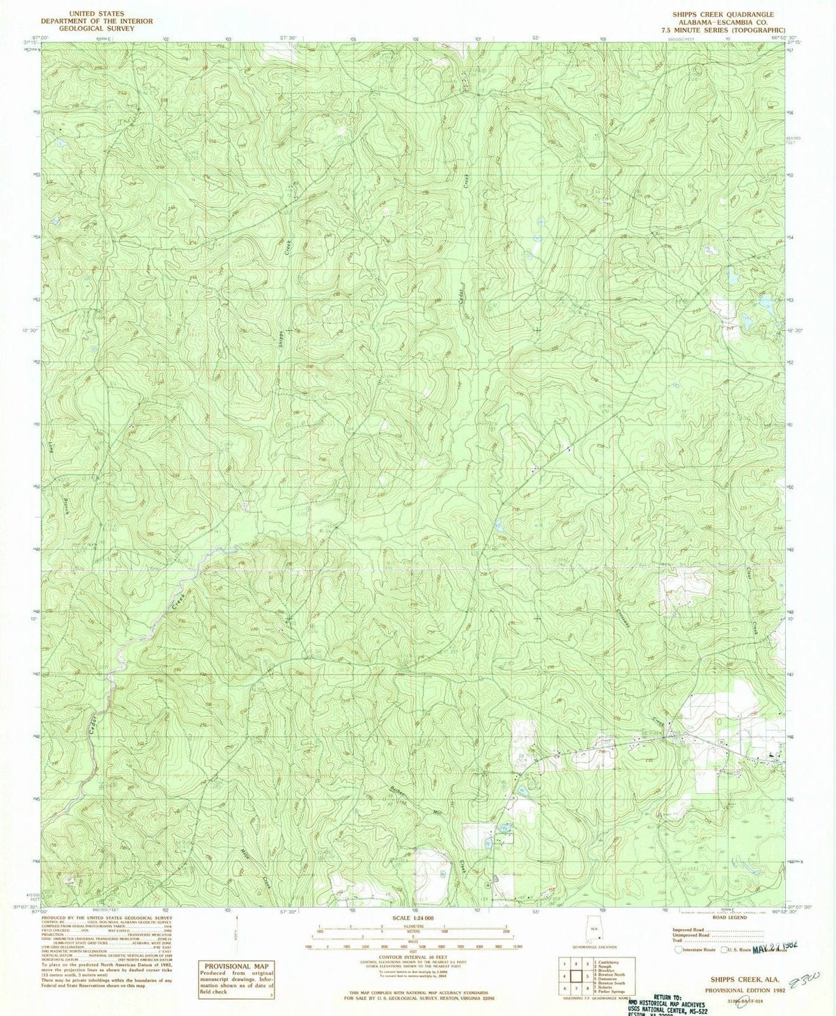 1982 Shipps Creek, AL - Alabama - USGS Topographic Map