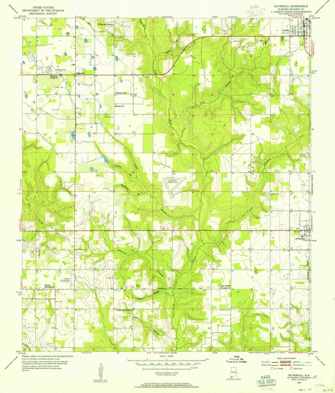 1953 Silverhill, AL - Alabama - USGS Topographic Map