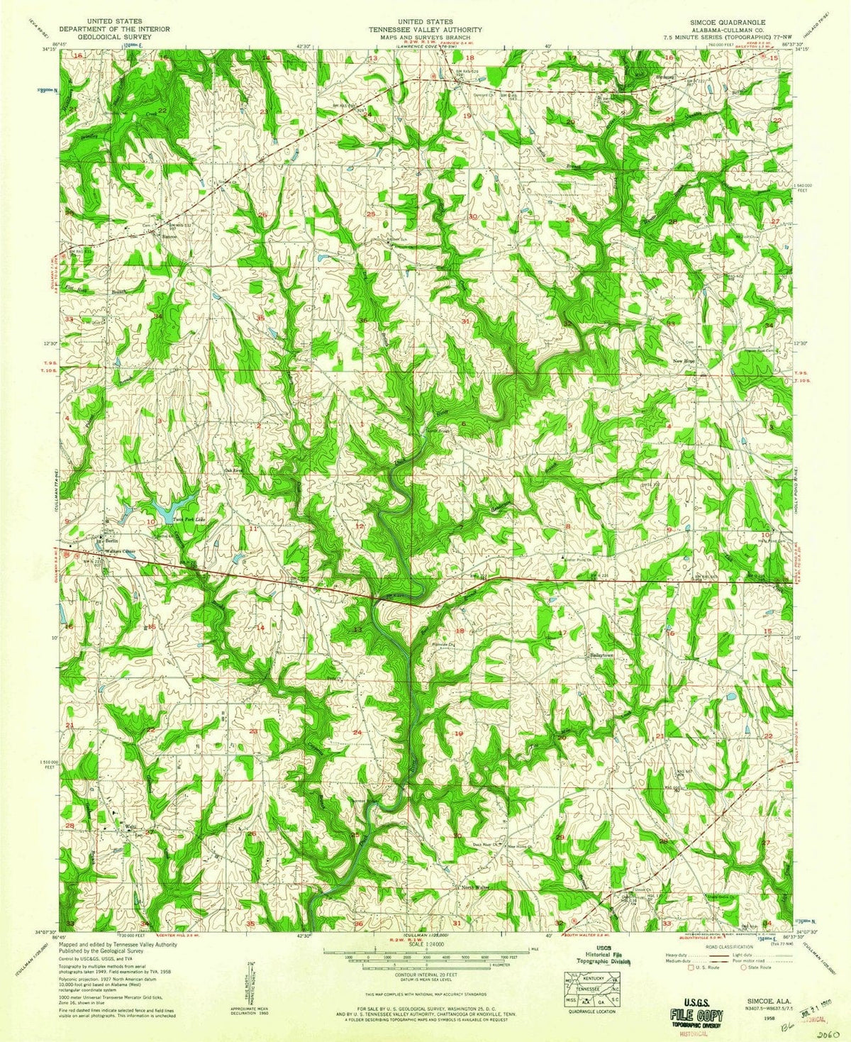1958 Simcoe, AL - Alabama - USGS Topographic Map