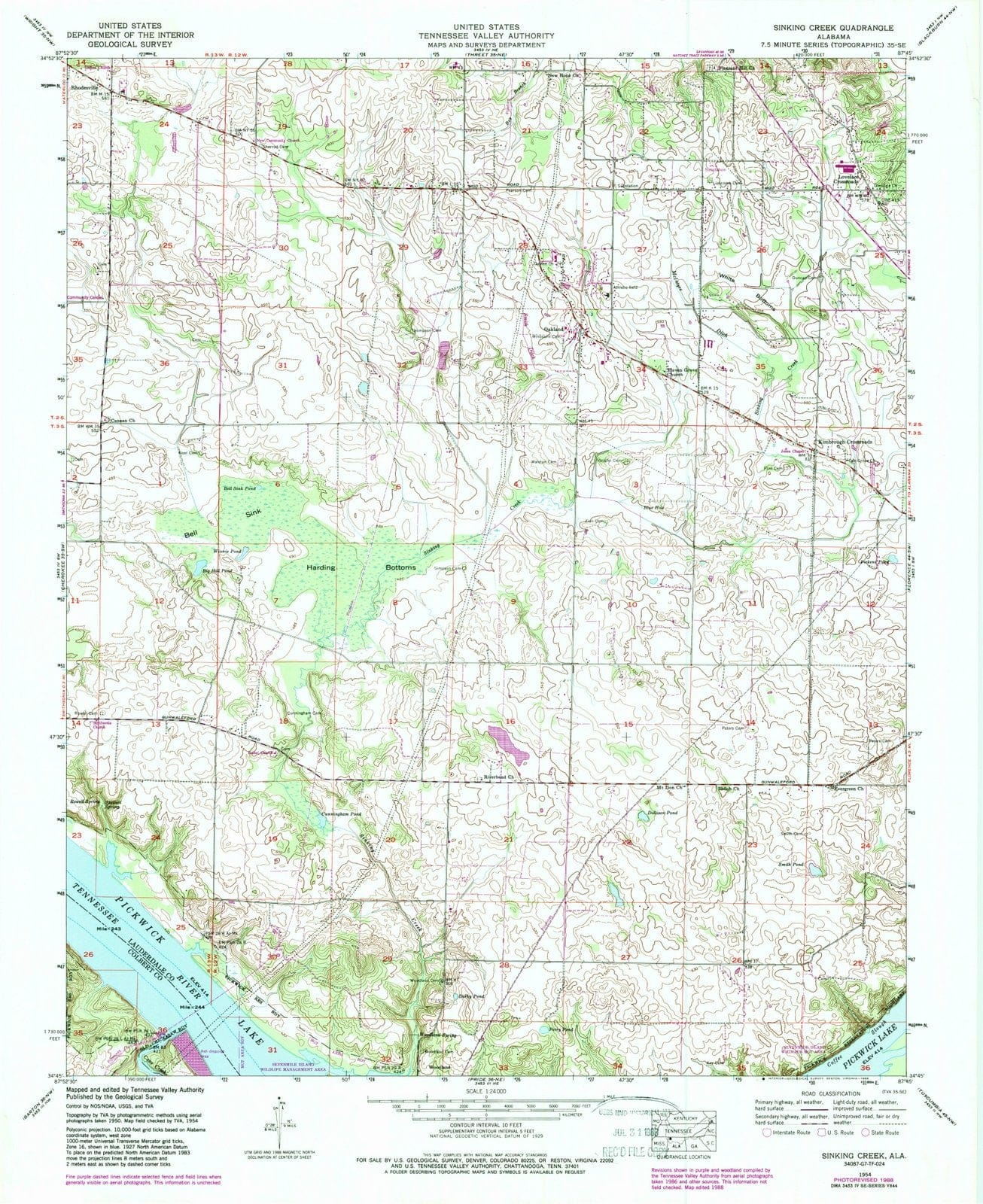 1954 Sinking Creek, AL - Alabama - USGS Topographic Map