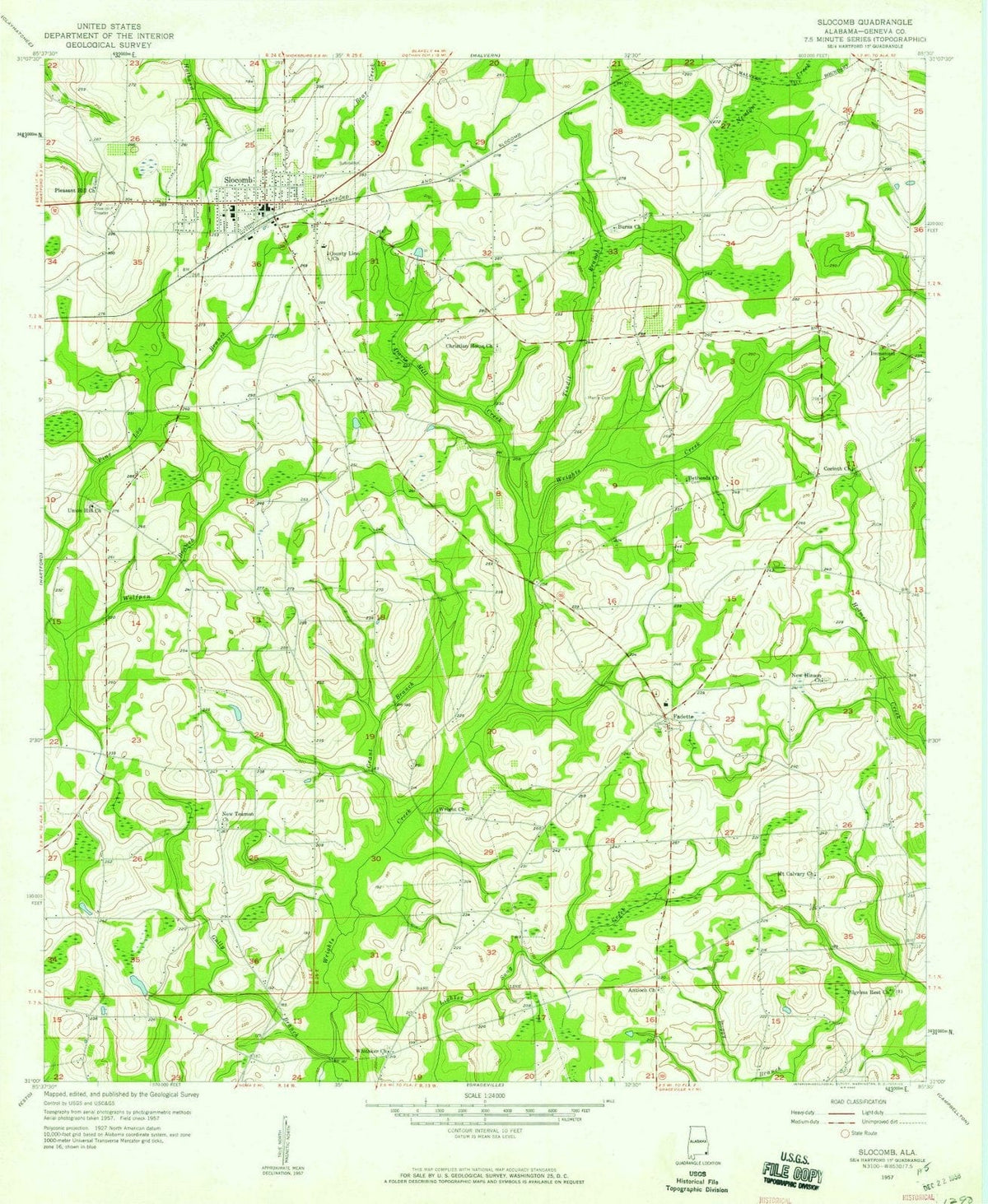 1957 Slocomb, AL - Alabama - USGS Topographic Map