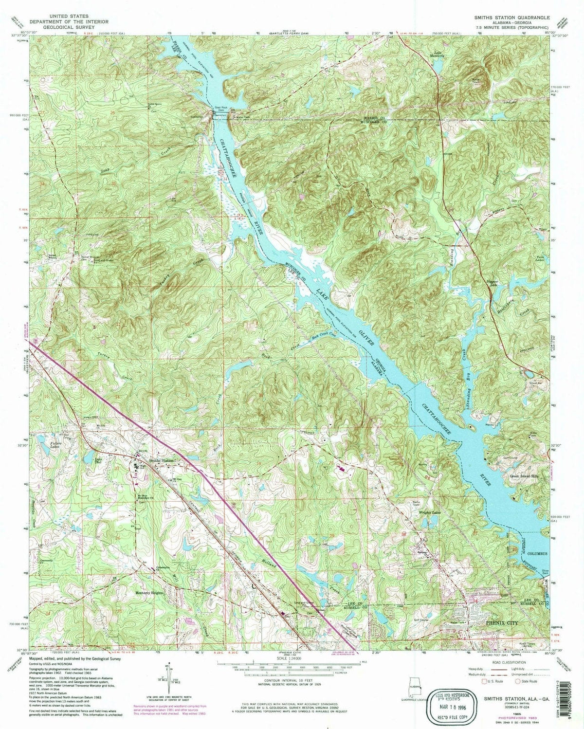 1965 Smiths Station, AL - Alabama - USGS Topographic Map