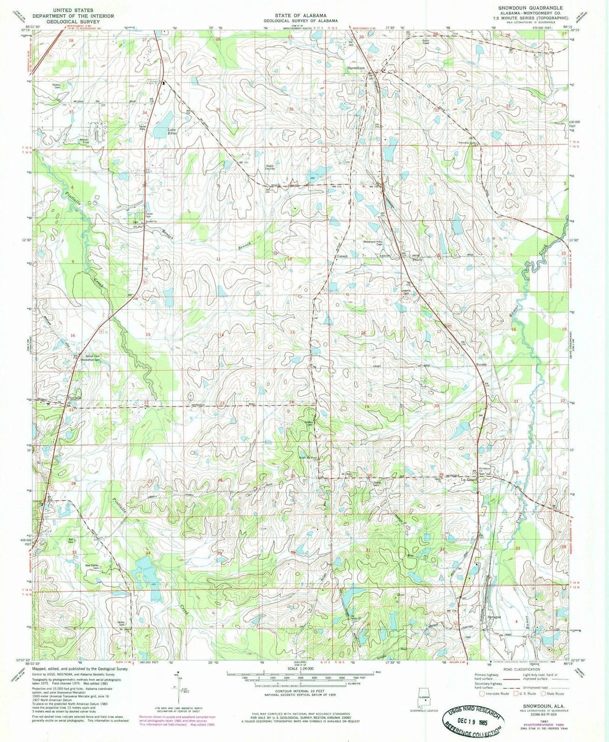 1981 Snowdoun, AL - Alabama - USGS Topographic Map