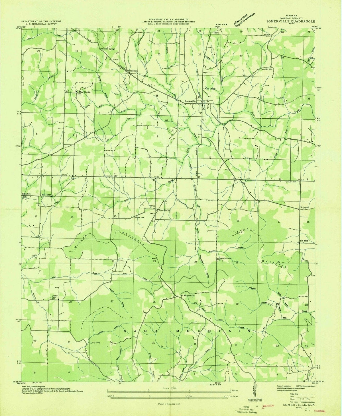 1936 Somerville, AL - Alabama - USGS Topographic Map