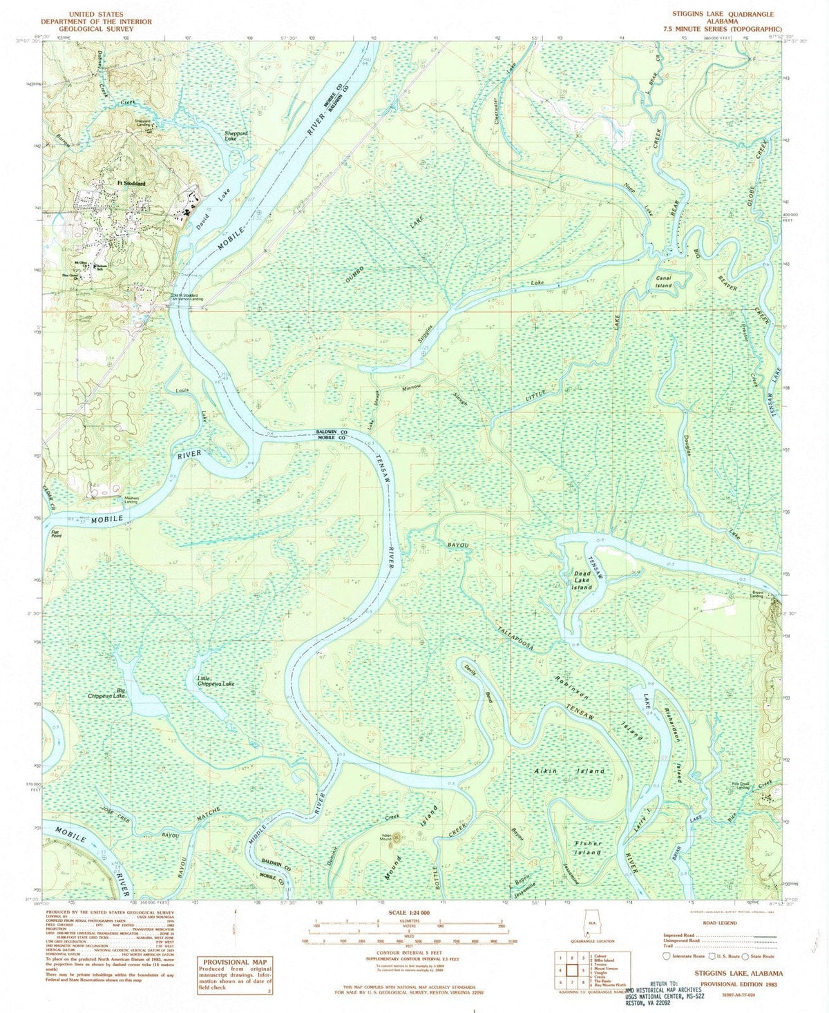 1983 Stiggings Lake, AL - Alabama - USGS Topographic Map
