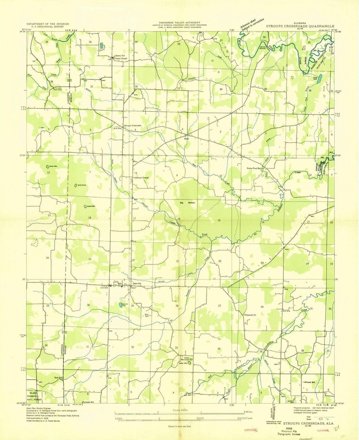1936 Stroups Crossroads, AL - Alabama - USGS Topographic Map