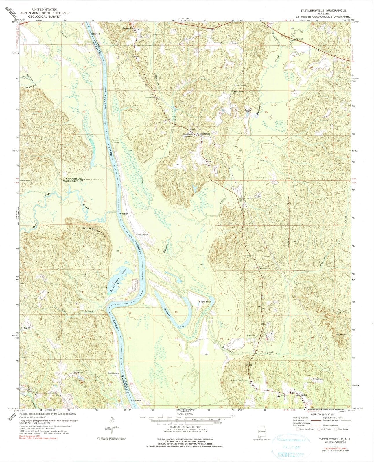 1972 Tattlersville, AL - Alabama - USGS Topographic Map