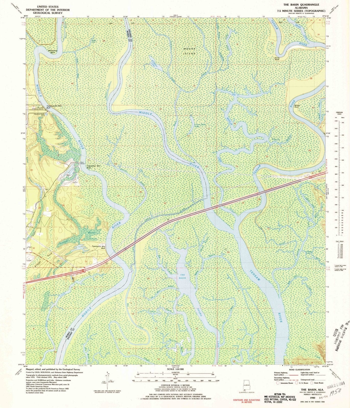 1980 The Basin, AL - Alabama - USGS Topographic Map