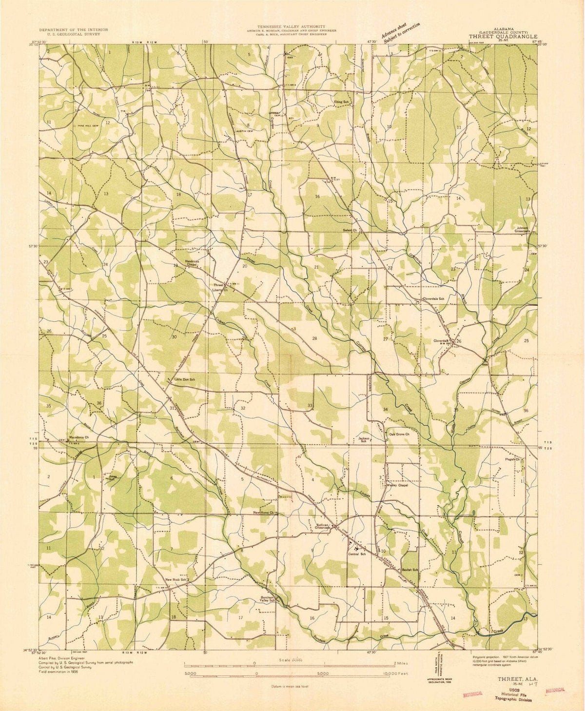 1936 Threet, AL - Alabama - USGS Topographic Map