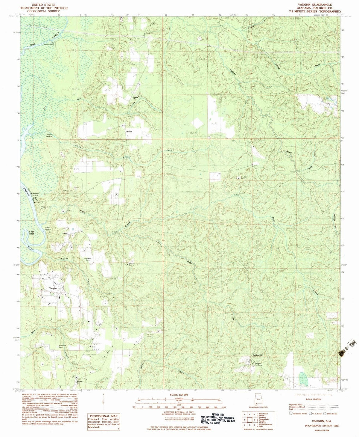 1983 Vaughn, AL - Alabama - USGS Topographic Map