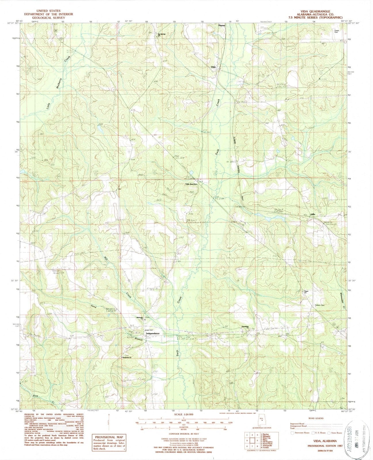 1987 Vida, AL - Alabama - USGS Topographic Map