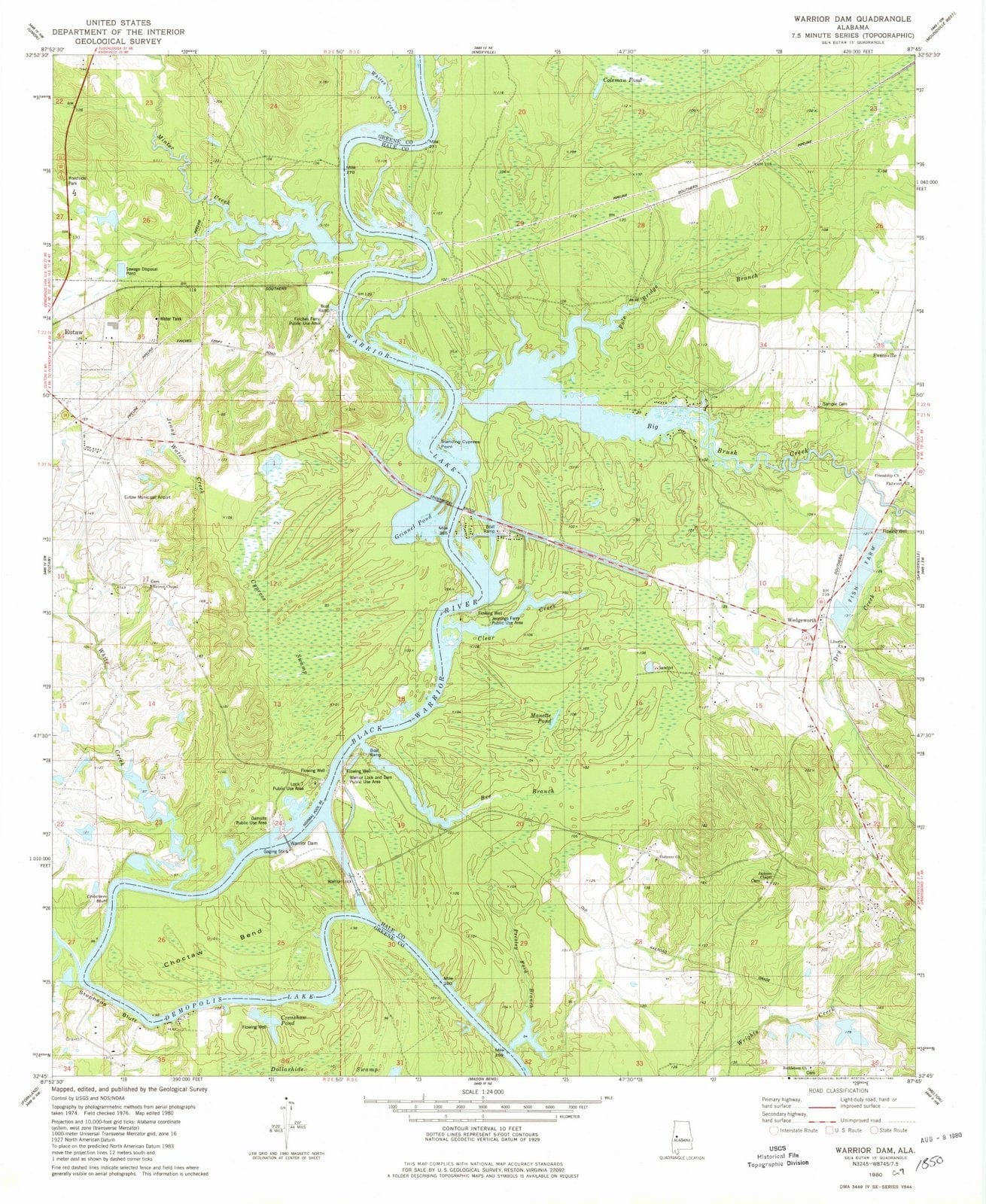 1980 Warrioram, AL - Alabama - USGS Topographic Map