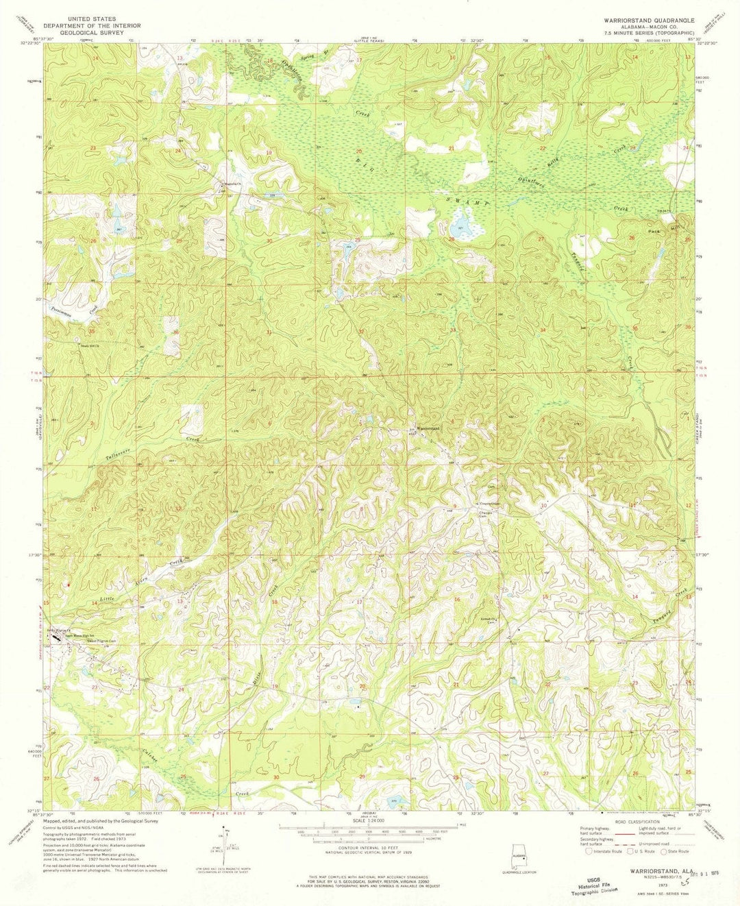 1973 Warriorstand, AL - Alabama - USGS Topographic Map