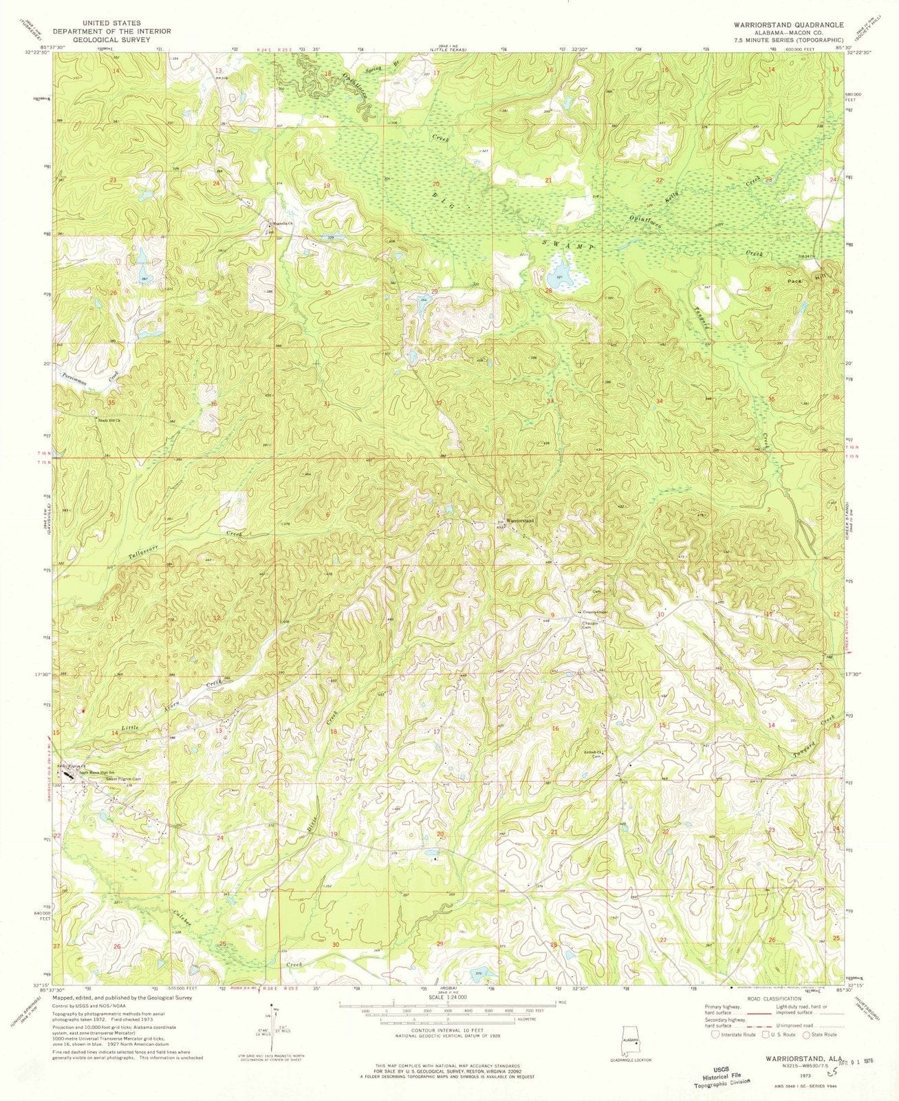 1973 Warriorstand, AL - Alabama - USGS Topographic Map