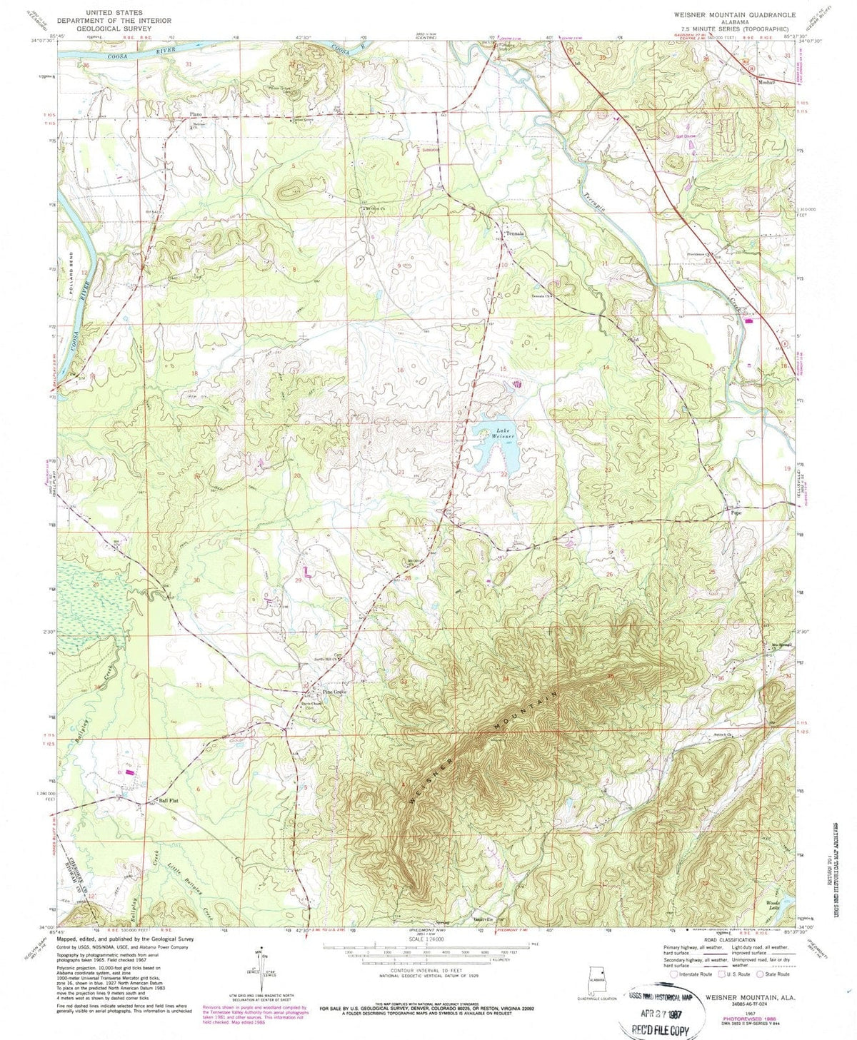 1967 Weisner Mountain, AL - Alabama - USGS Topographic Map