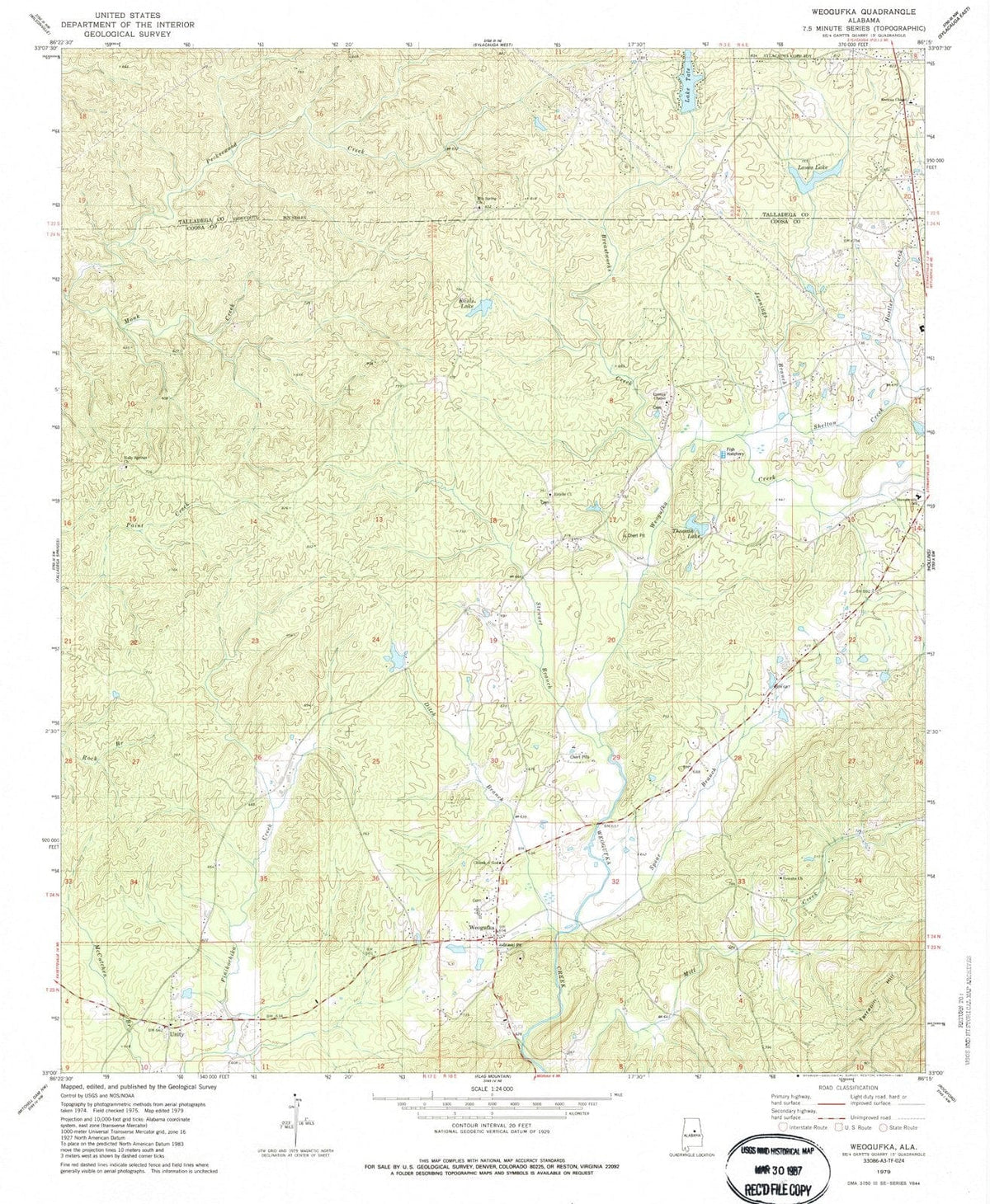1979 Weogufka, AL - Alabama - USGS Topographic Map