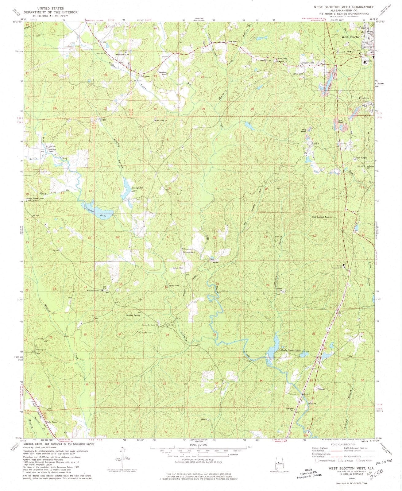 1979 West Blocton West, AL - Alabama - USGS Topographic Map