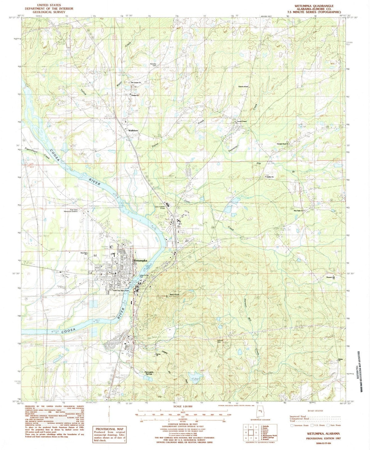 1987 Wetumpka, AL - Alabama - USGS Topographic Map