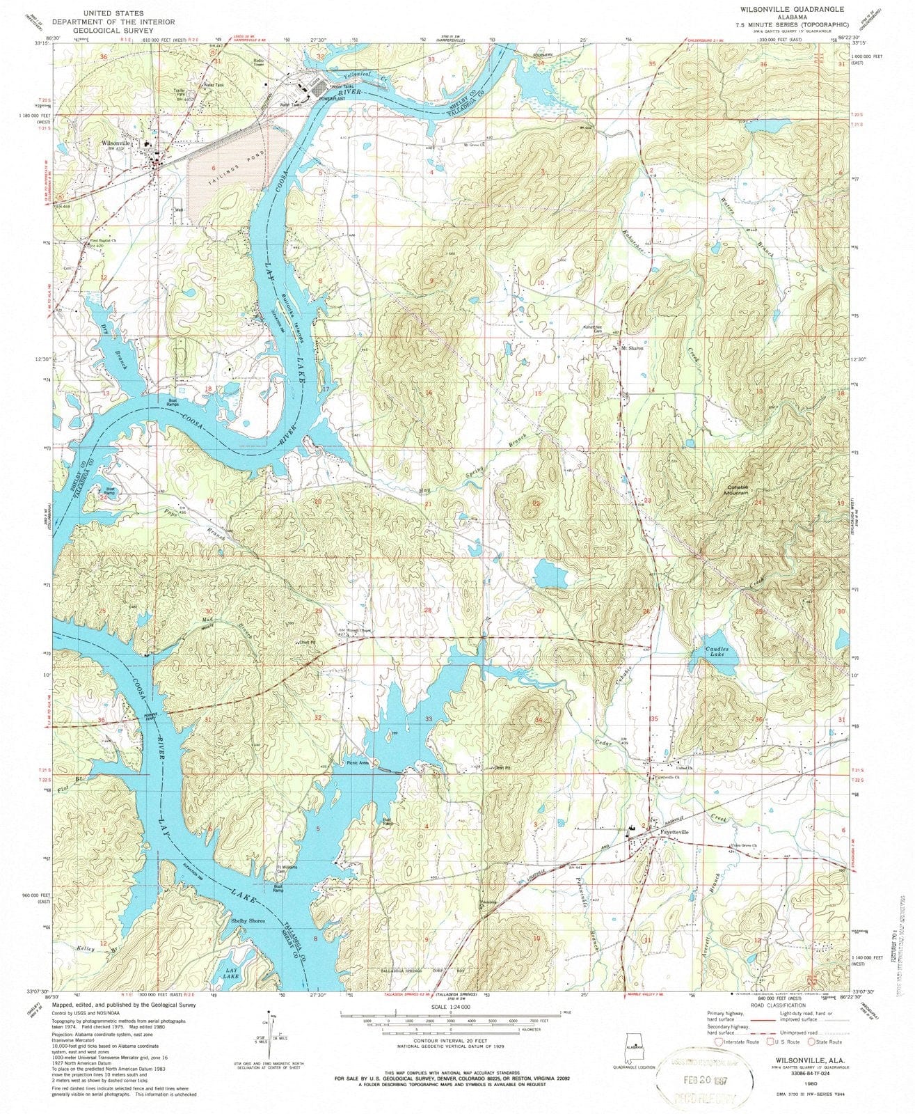 1980 Wilsonville, AL - Alabama - USGS Topographic Map