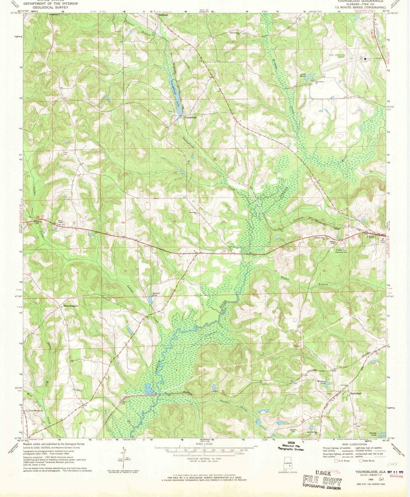 1968 Youngblood, AL - Alabama - USGS Topographic Map