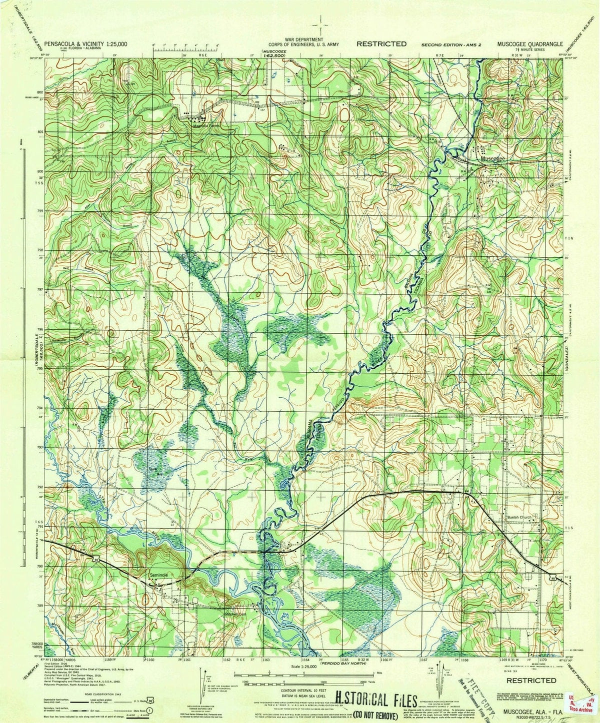1944 Muscogee, AL - Alabama - USGS Topographic Map