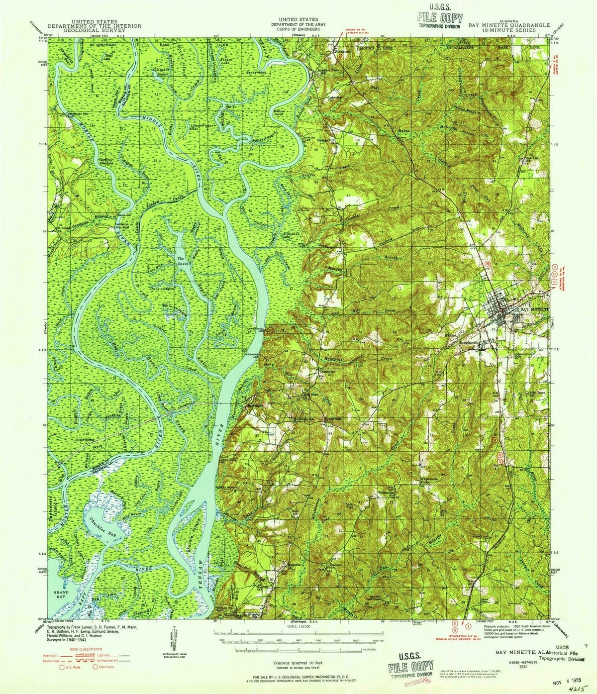 1941 Bay Minette, AL - Alabama - USGS Topographic Map