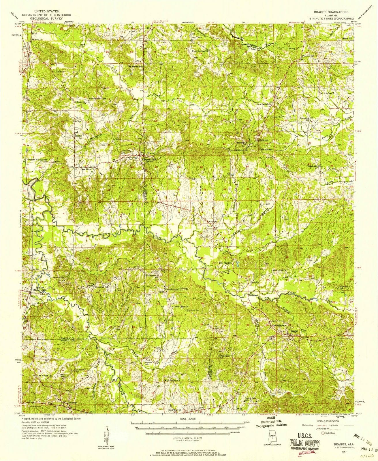 1957 Braggs, AL - Alabama - USGS Topographic Map