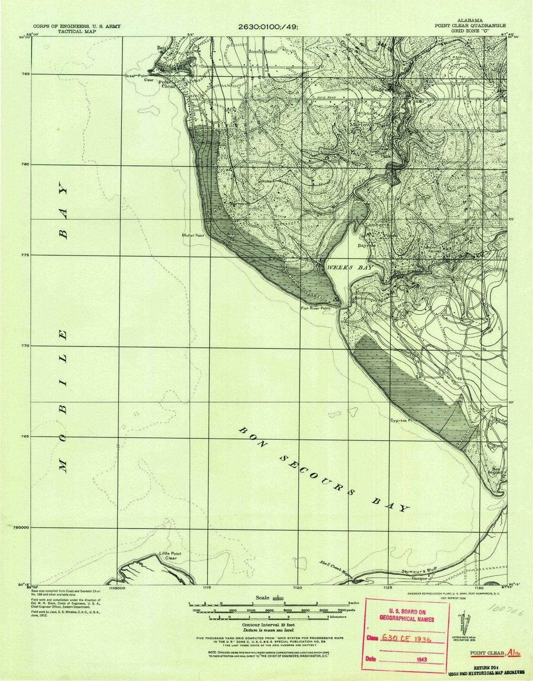 1921 Point Clear, AL - Alabama - USGS Topographic Map