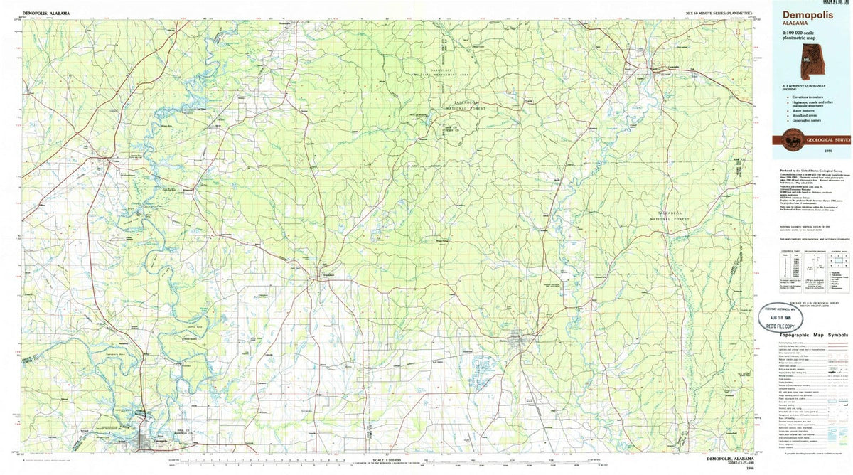 1986 Demopolis, AL - Alabama - USGS Topographic Map