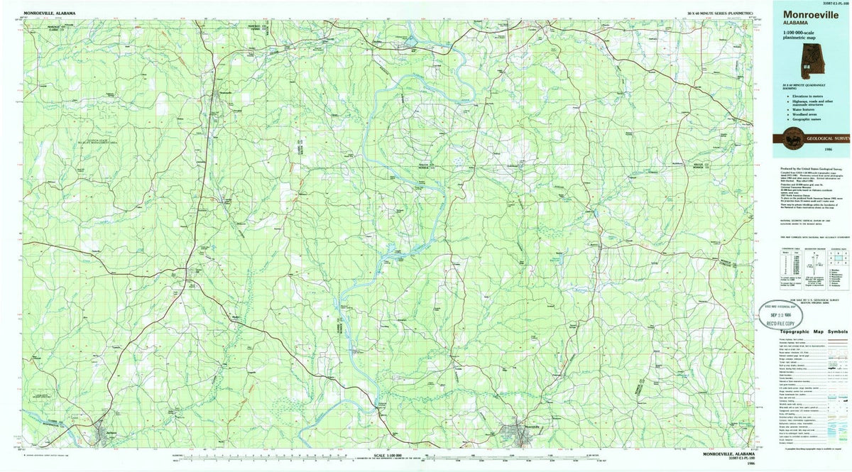 1986 Monroeville, AL - Alabama - USGS Topographic Map